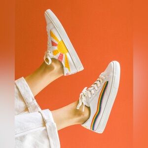 Soludos Sun Rainbow Wave Ibiza Embroidered Leather
Sneakers in White